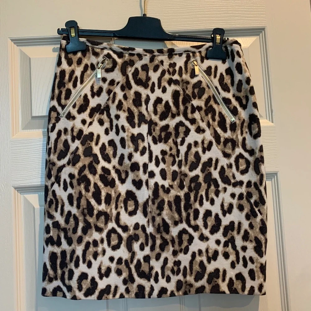 Black Label by Chico’s Brown/Tan Leopard Skirt sz 1